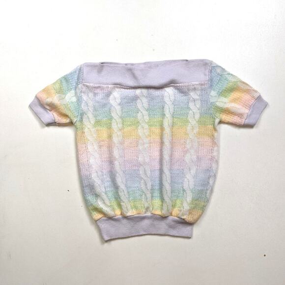 Vintage Randy Shirt Girls Size 3T Rainbow Pastel Slub Short Sleeve - Picture 2 of 5